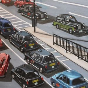 Painting of London Taxi Cabs - oil on canvas