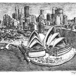 Prints of Sydney Opera House and skyline Drawing
