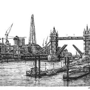 Prints of View of the Shard and Tower Bridge Drawing