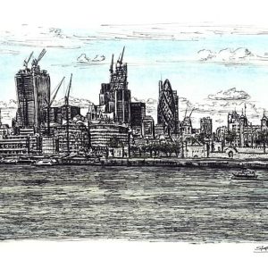 Prints of View of City of London from Tower Bridge