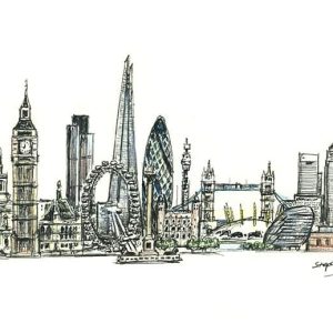 Prints of London montage Drawing - Sketches of London