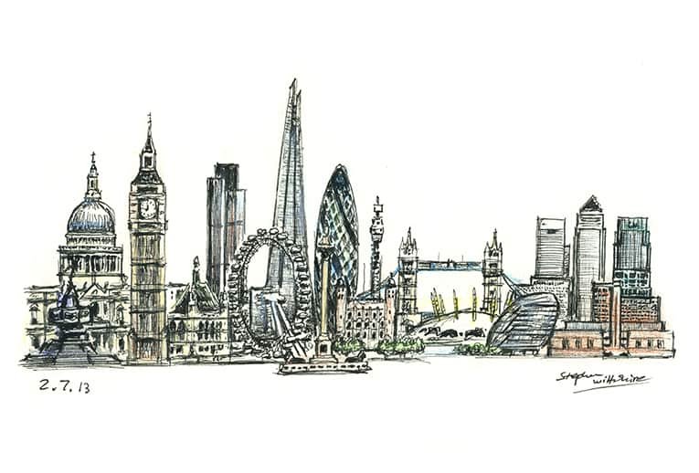Prints of London montage Drawing - Sketches of London