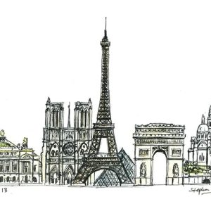 Prints of Paris montage Drawing - Sketches of Paris