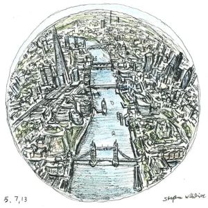 Prints of Mini Globe of London Drawing