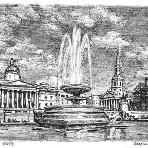 Prints of Trafalgar Square Drawing - Skyline Sketches