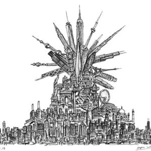 Prints of Volcano Drawing - Cityscape Sketches