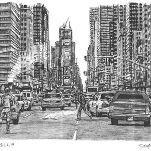 Prints of New York City, rush hour Drawing