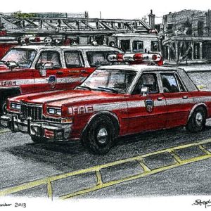 Prints of FDNY Chief Officers Car Drawing