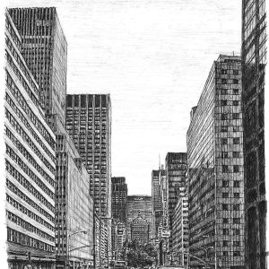 Frame the Original New York street scene on Park Avenue Drawing by Stephen Wiltshire