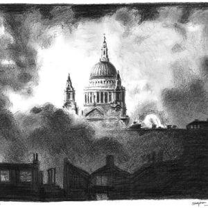 Prints of St Pauls Cathedral in the blitz Drawing