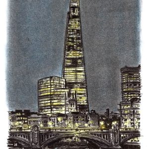 Prints of The Shard at night Drawing
