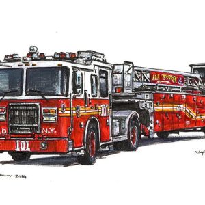 Prints of FDNY 2013 Seagrave Tiller Ladder 101 Drawing
