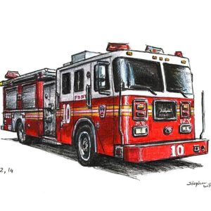 Prints of FDNY Seagrave Engine 10 Drawing