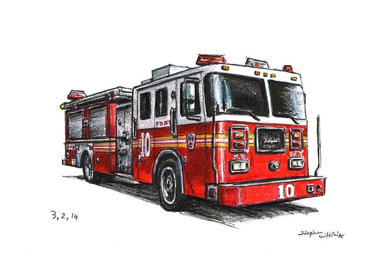 Prints of FDNY Seagrave Engine 10 Drawing