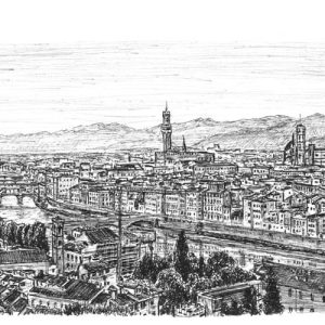 Prints of City of Florence Drawing - Cityscape Sketches