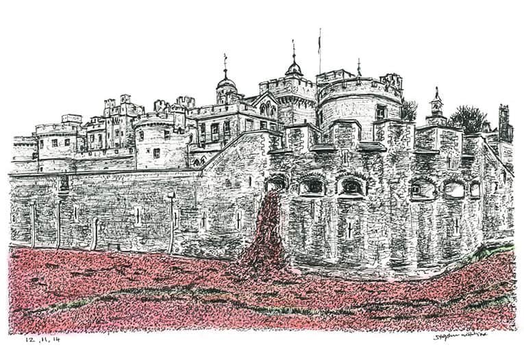 Prints of Poppies at the Tower of London Drawing