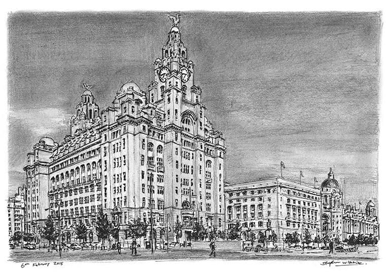 Prints of Liver Building, Liverpool Drawing