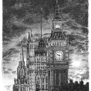Prints of Big Ben at night Drawing - Contemporary Art