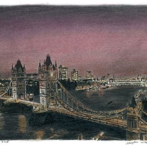 Prints of Tower Bridge at night Drawing