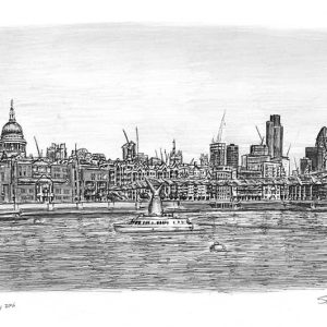 View of St Pauls Cathedral and Millennium Bridge