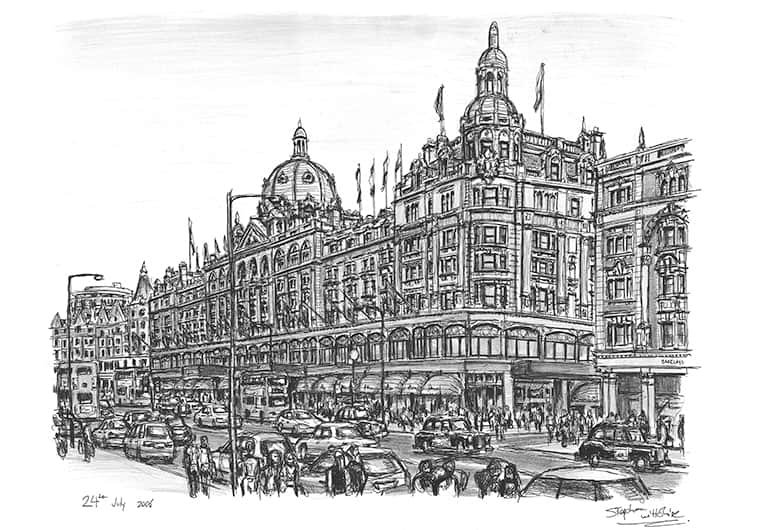 Prints of Harrods Knightsbridge Drawing