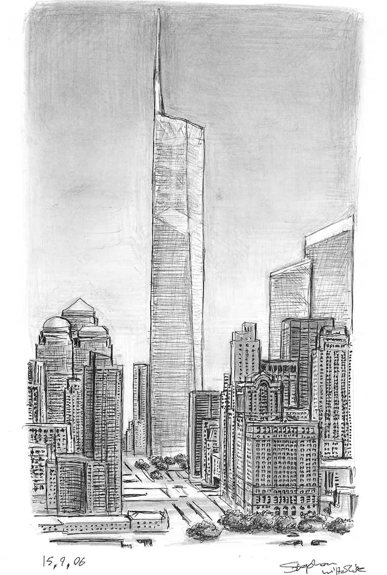 Prints of Freedom Tower Drawing - Architectural Art