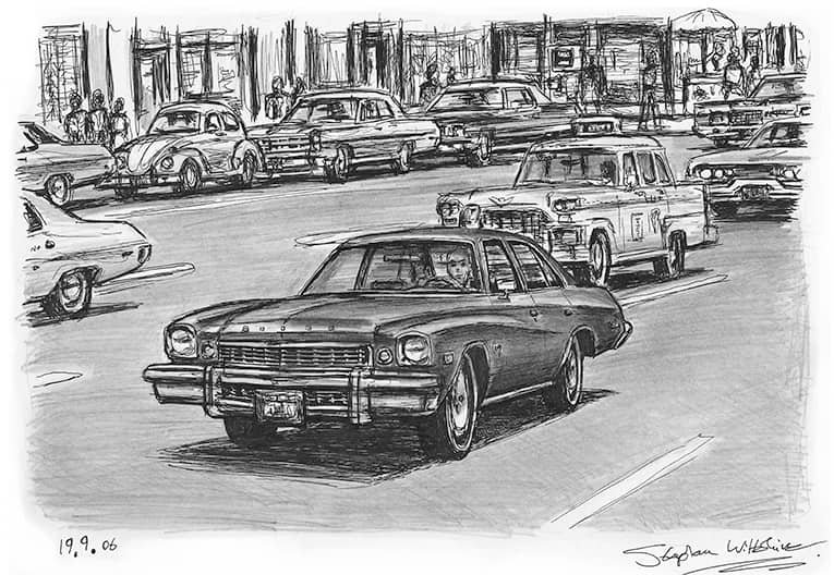 Prints of TV series Kojak Buick Century Drawing