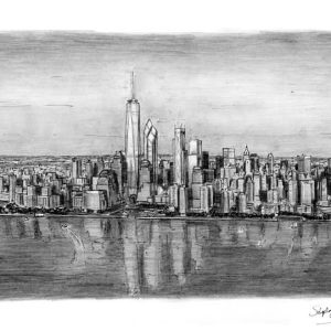 Prints of Aerial view of Freedom Tower Drawing