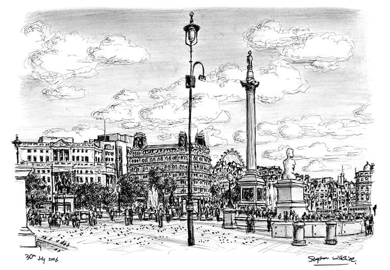 Prints of Trafalgar Square London Drawing