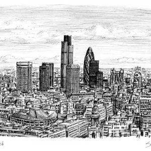 Prints of London City Skyline Drawing