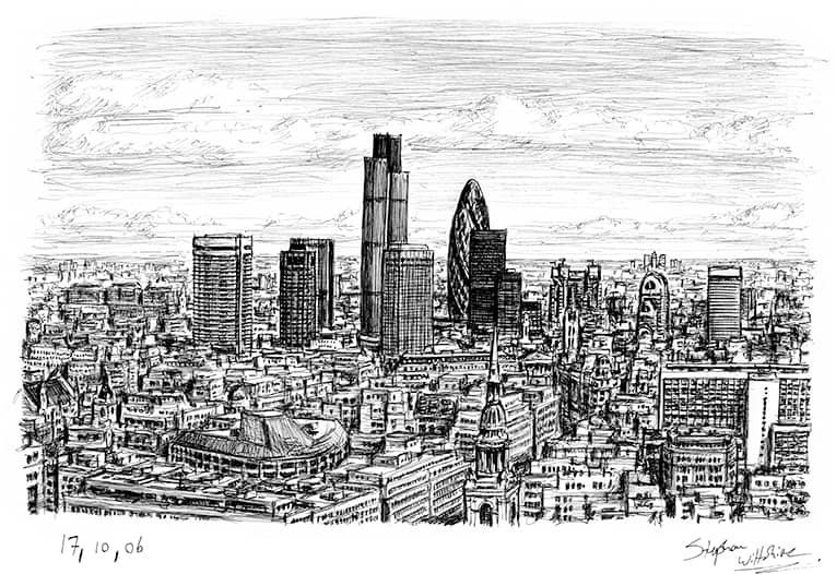 Prints of London City Skyline Drawing