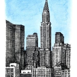 Prints of Birds eye view of Chrysler Building NY Drawing
