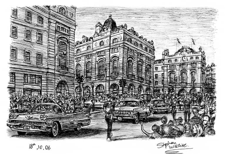 Regent street showing American cars driving down