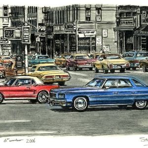 Lots of american cars on the streets of New York City