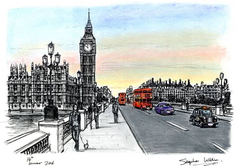 Big Ben and Houses of Parliament from Westminster Bridge