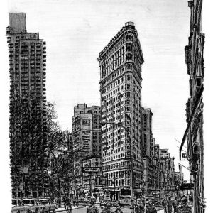 Prints of Flat Iron Building NY Drawing