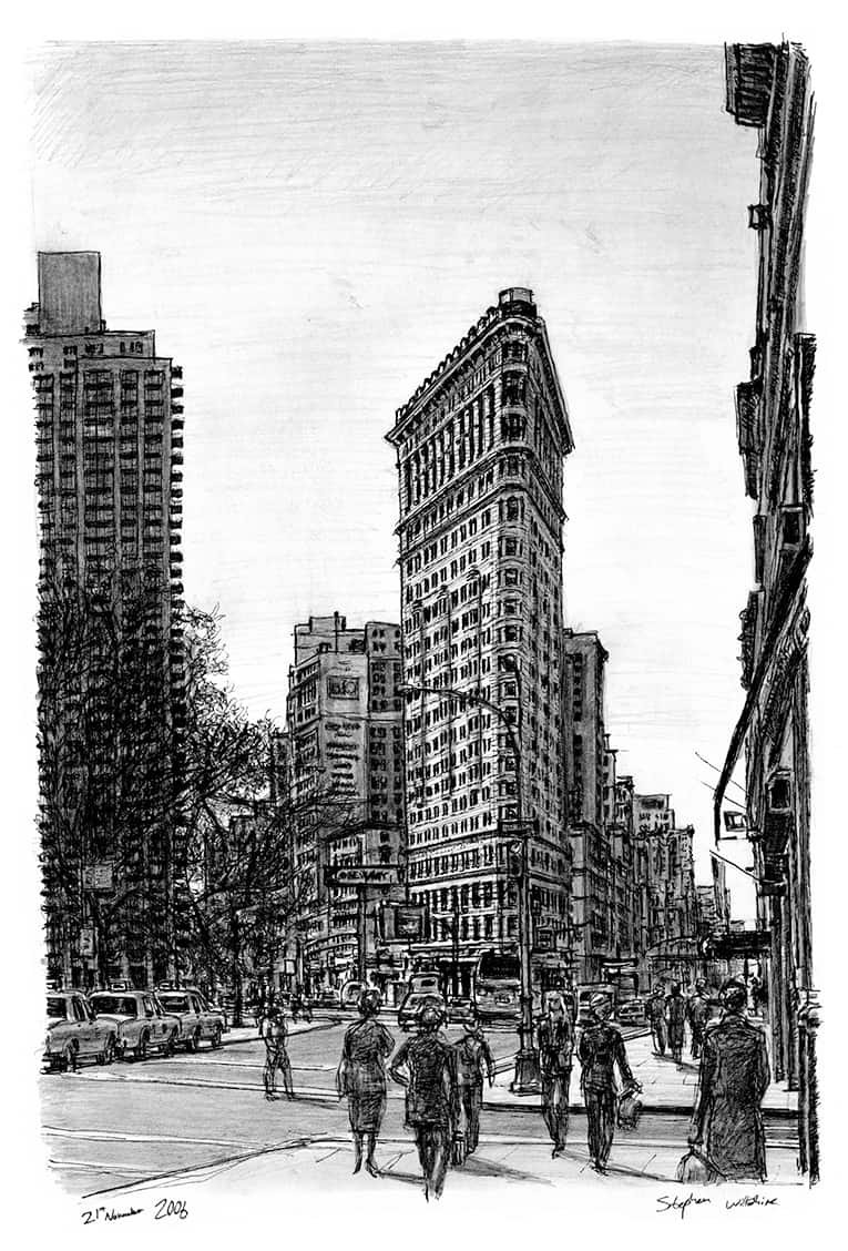 Prints of Flat Iron Building NY Drawing