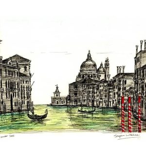 Prints of Birds eye view of Salute in Venice Drawing