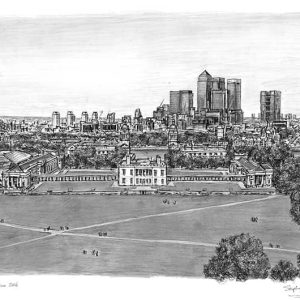 View of Canary Wharf and Docklands from Greenwich