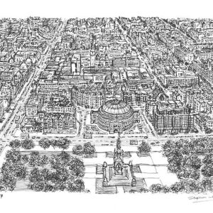 Aerial view of Royal Albert Hall and Kensington