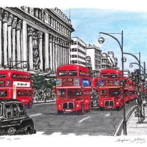 Limited Edition prints of Red buses on Oxford Street