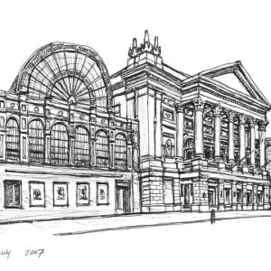 Drawing of Royal Opera House in Covent Garden