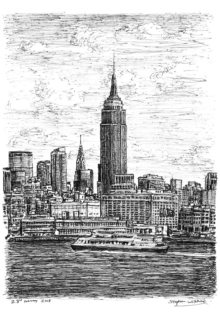 Prints of Empire State Building NYC Drawing