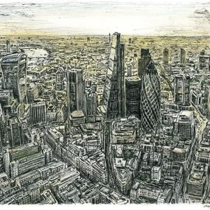 Prints of Aerial view of City of London Drawing