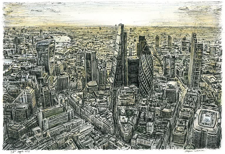 Prints of Aerial view of City of London Drawing