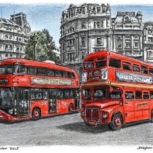 Prints of The old and new Routemaster buses Drawing