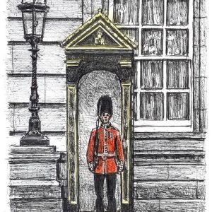 Prints of Soldier guarding Buckingham Palace Drawing