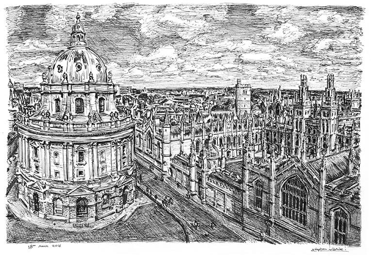 Prints of Oxford Drawing - Skyline Art
