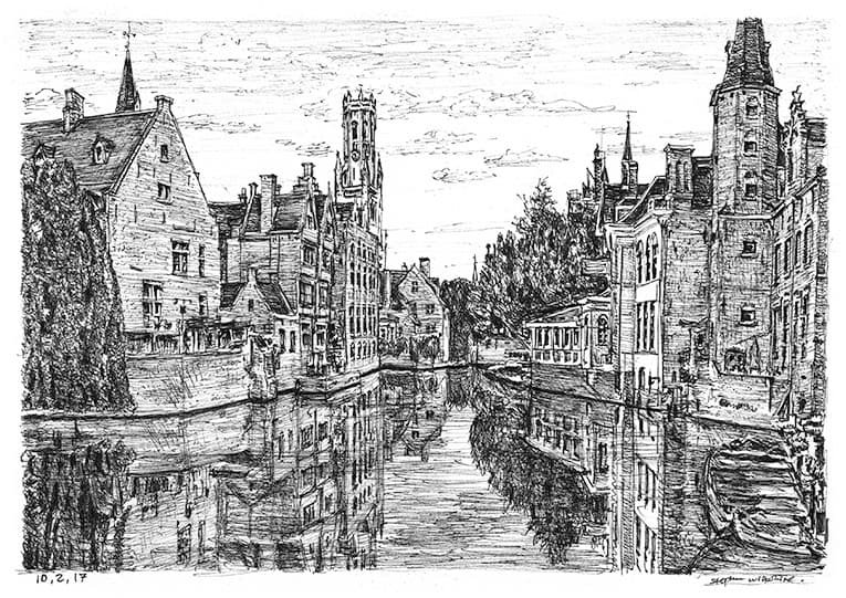 Prints of Bruges, Belgium Drawing - Sketches for Sale