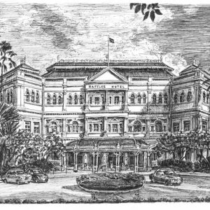 Drawing of Raffles Hotel, Singapore